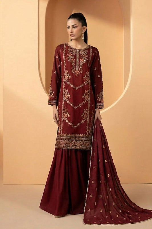 Maria B | Eid Collection 26 | 3 Piece Embroidered Double Warp Silk Suit