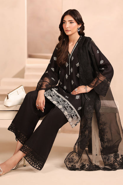 Maria B | Pre Fall Dresses | 3 Piece Embroidered Lawn Suit Black