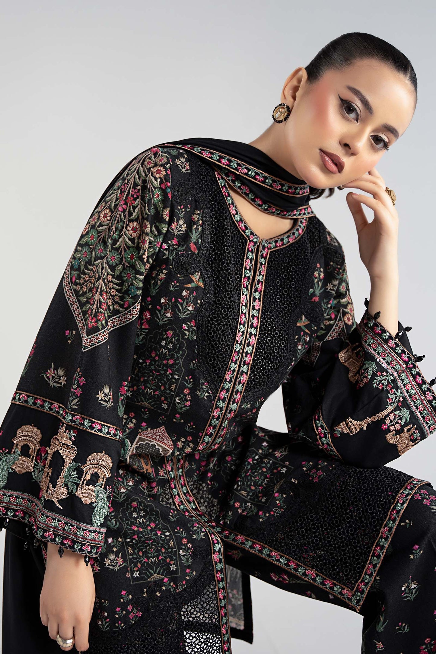 Maria B | Pre Fall Dresses | 3 Piece Embroidered Khaddar Suit ZF