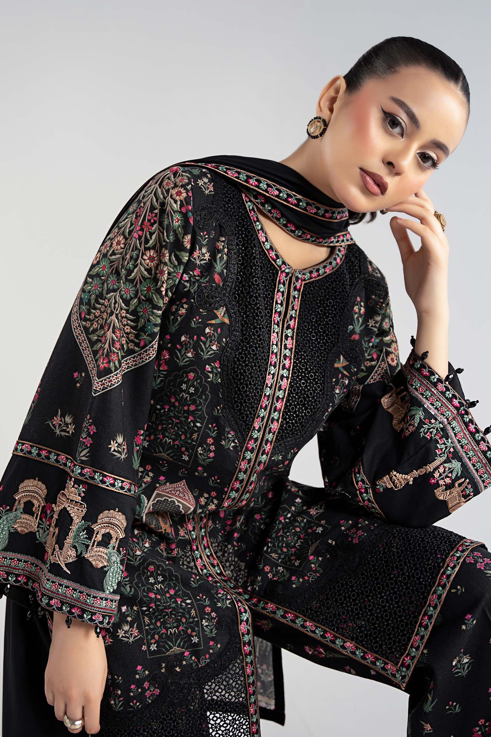Maria B | Pre Fall Dresses | 3 Piece Embroidered Khaddar Suit ZF