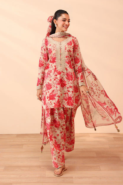 Maria B | Pre Fall Dresses | 3 Piece Embroidered Lawn Suit Pink