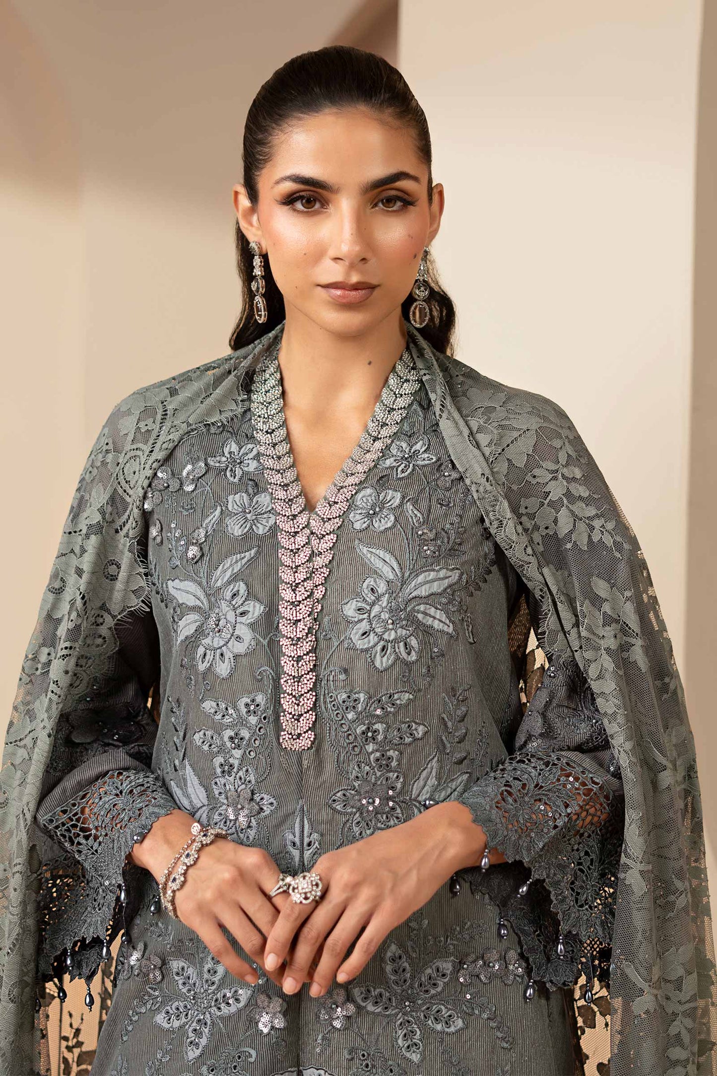 Maria B | Eid Collection 26 | 3 Piece Embroidered Lawn Karandi Suit