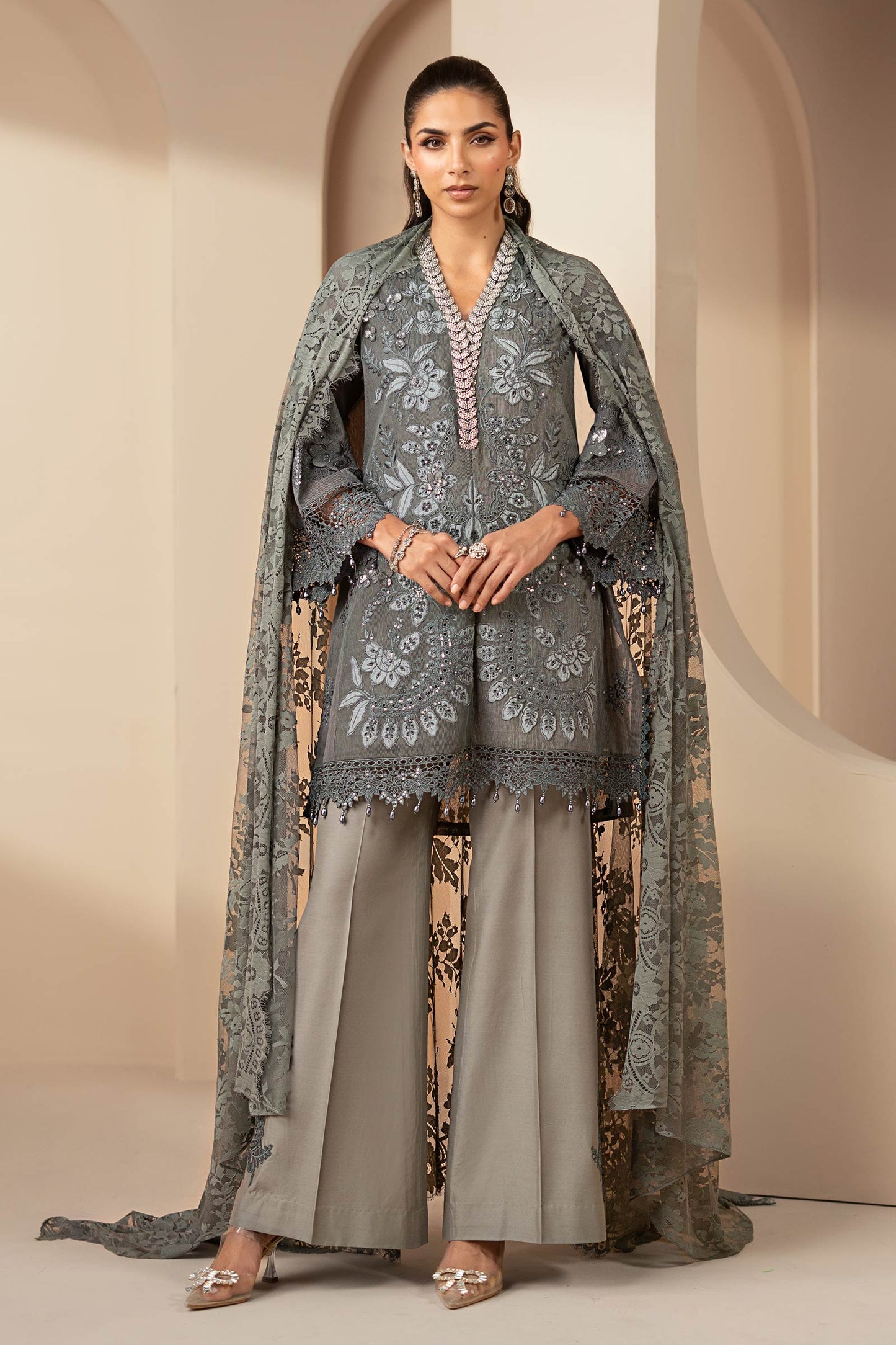 Maria B | Eid Collection 26 | 3 Piece Embroidered Lawn Karandi Suit