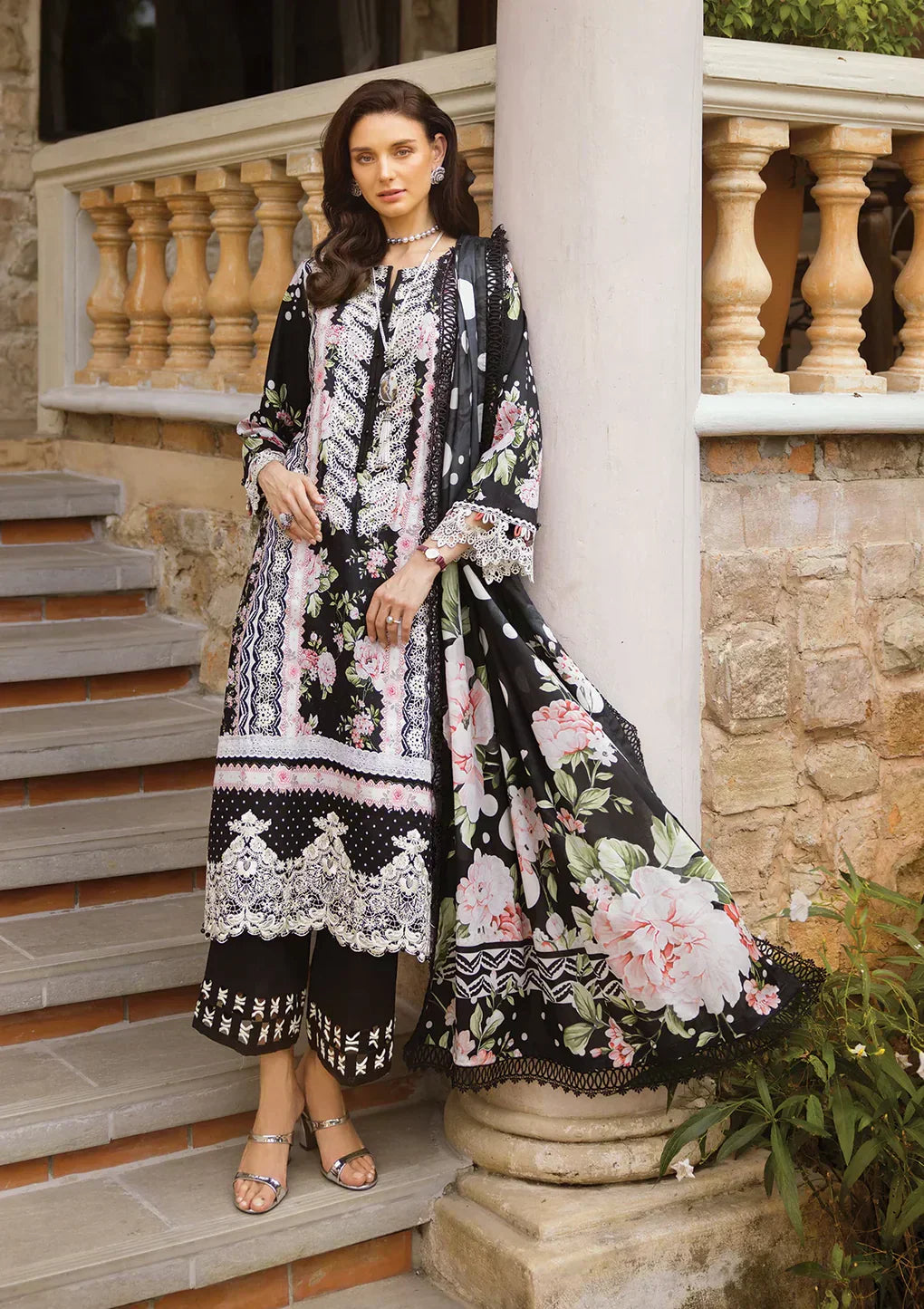 Elaf Premium | Print Chikankari 24 | ECT-05B WILD FLOWER - House Of Anaya