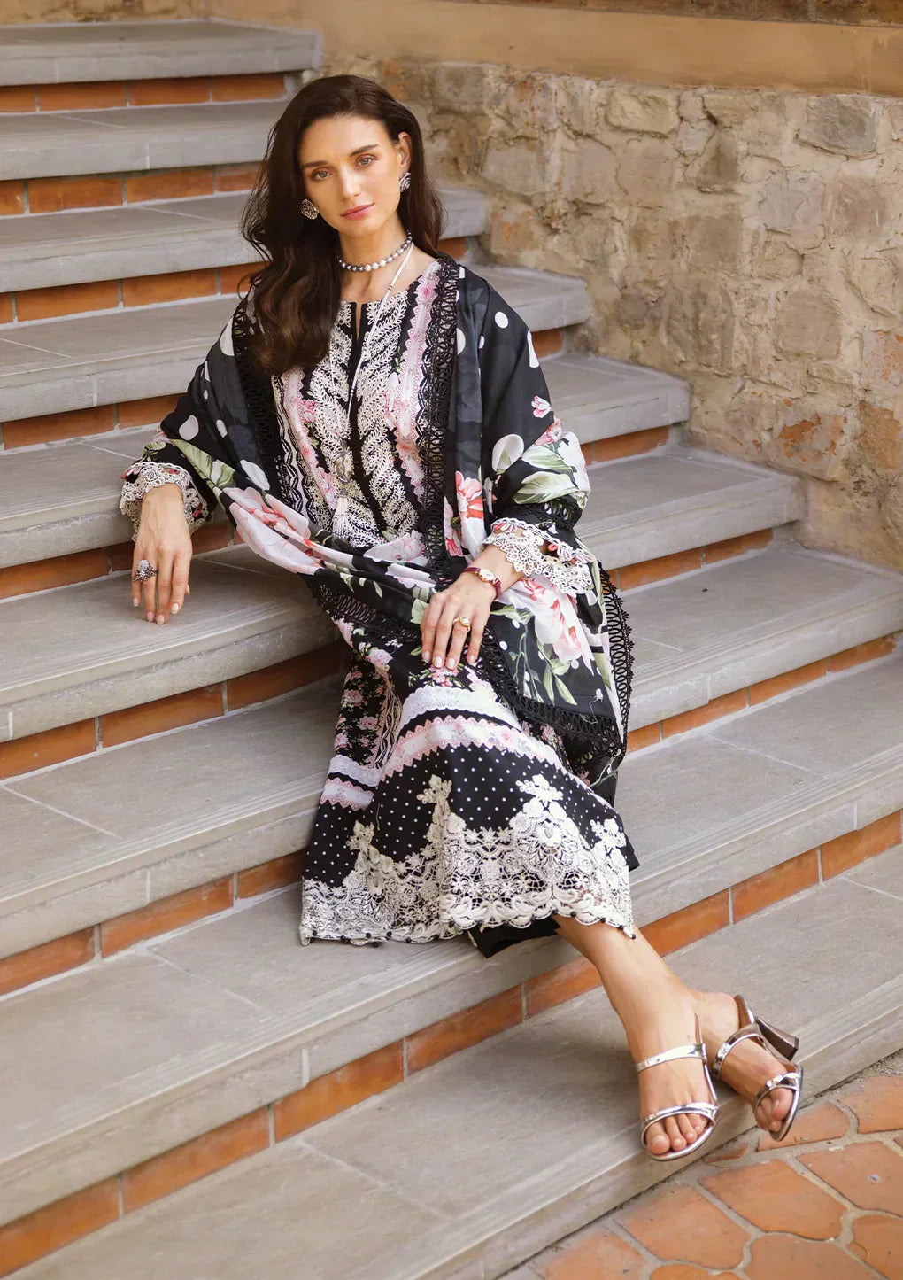 Elaf Premium | Print Chikankari 24 | ECT-05B WILD FLOWER - House Of Anaya