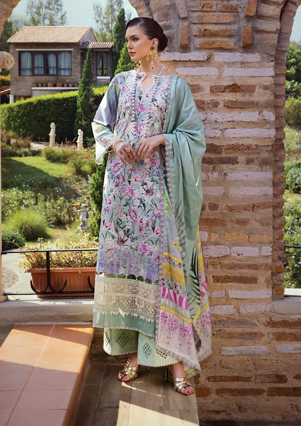 Elaf Premium | Print Chikankari 24 | ECT-03B OAK MIST - House Of Anaya