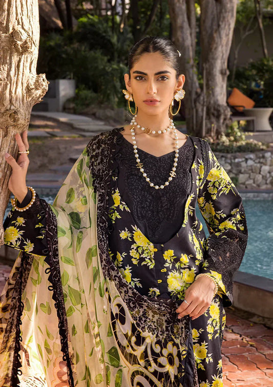 Elaf Premium | Signature Embroidered Lawn 24 | ESL-06A ECLIPSED DREAM - House Of Anaya