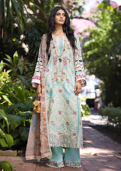 Elaf Premium | Signature Embroidered Lawn 24 | ESL-02B PEARLY ESSENCE - House Of Anaya