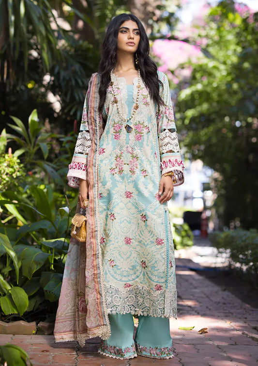 Elaf Premium | Signature Embroidered Lawn 24 | ESL-02B PEARLY ESSENCE - House Of Anaya