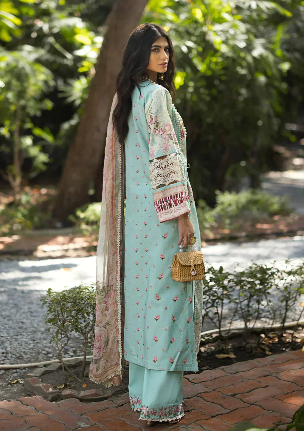 Elaf Premium | Signature Embroidered Lawn 24 | ESL-02B PEARLY ESSENCE - House Of Anaya