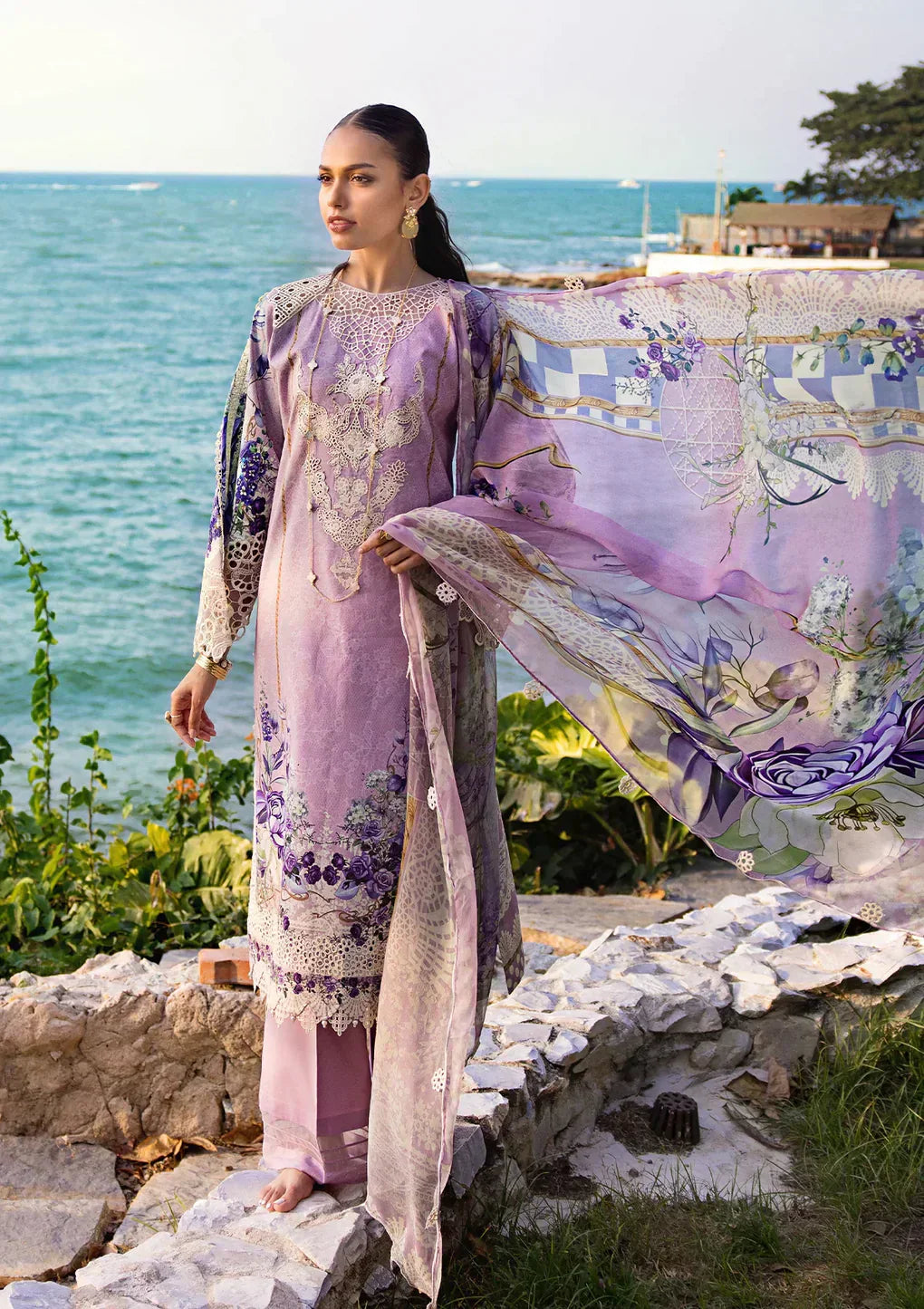 Elaf Premium | Signature Embroidered Lawn 24 | ESL-07A CUPID - House Of Anaya