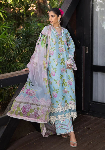 Elaf Premium | Signature Embroidered Lawn 24 | ESL-05A STARLIT HARMONY - House Of Anaya