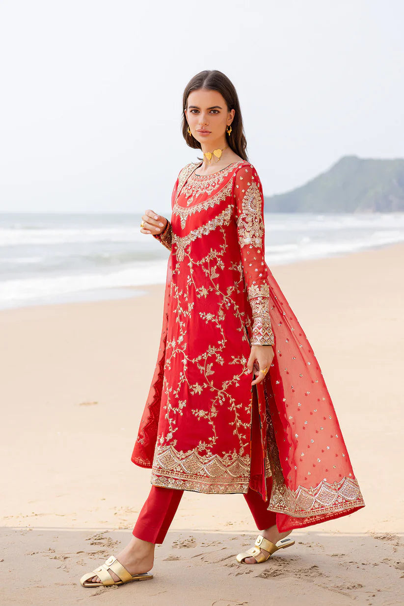 Freesia premium | Zyra | 3 Piece Embroirdered Chiffon Anvi - FW40055