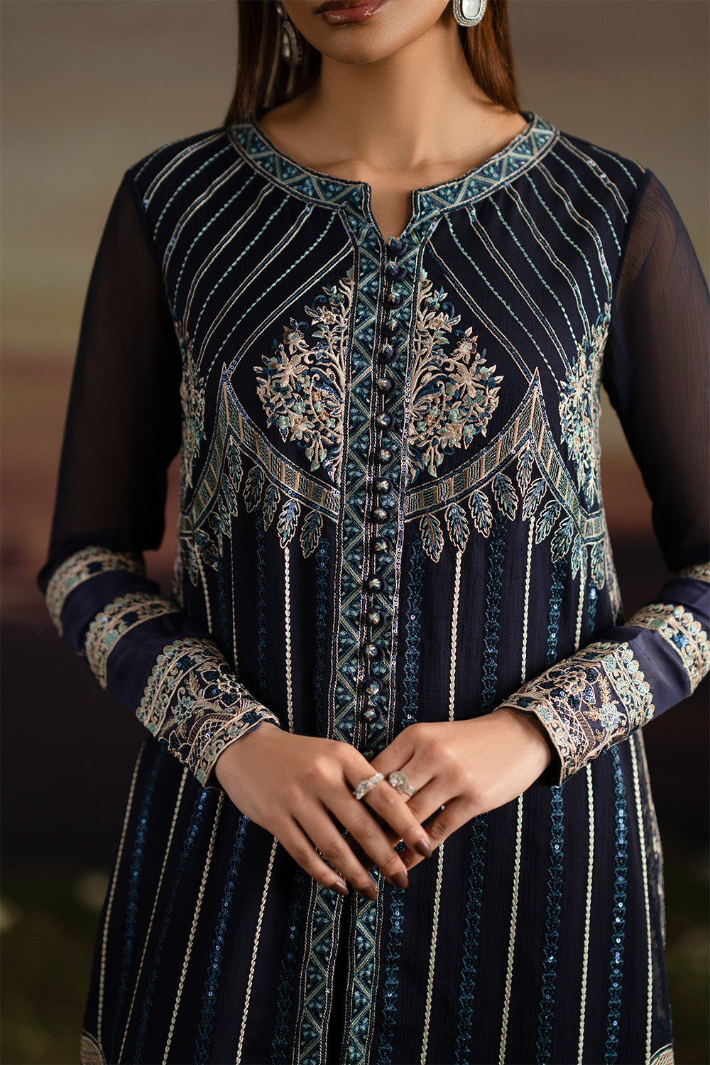 Maryum N Maria | Luxury Stitched | 3-Piece-Embroiderd-Chiffon INDU - FWU5706