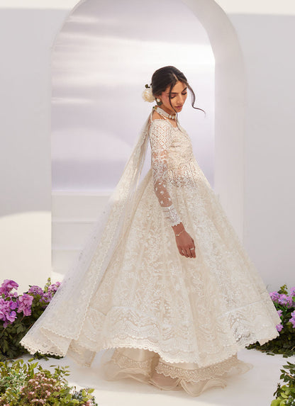 Farah Talib Aziz | Zaza Luxe Pret 24 | MAELLE IVORY EMBROIDERED AND EMBELLISHED KALIDAAR - House Of Anaya