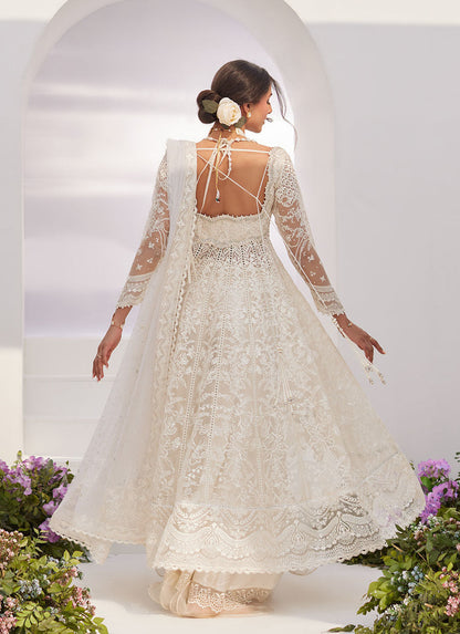 Farah Talib Aziz | Zaza Luxe Pret 24 | MAELLE IVORY EMBROIDERED AND EMBELLISHED KALIDAAR - House Of Anaya