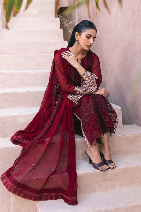 Azure | Embroidered Ensembles 3 Pcs | Fire Lily - House Of Anaya