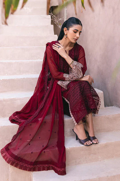 Azure | Embroidered Ensembles 3 Pcs | Fire Lily - House Of Anaya