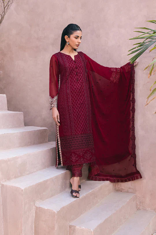 Azure | Embroidered Ensembles 3 Pcs | Fire Lily - House Of Anaya