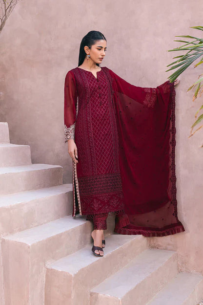 Azure | Embroidered Ensembles 3 Pcs | Fire Lily - House Of Anaya