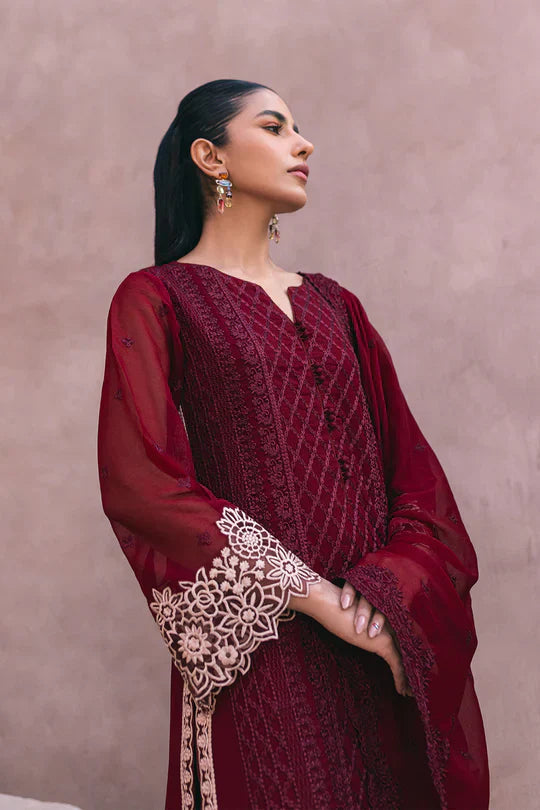 Azure | Embroidered Ensembles 3 Pcs | Fire Lily - House Of Anaya