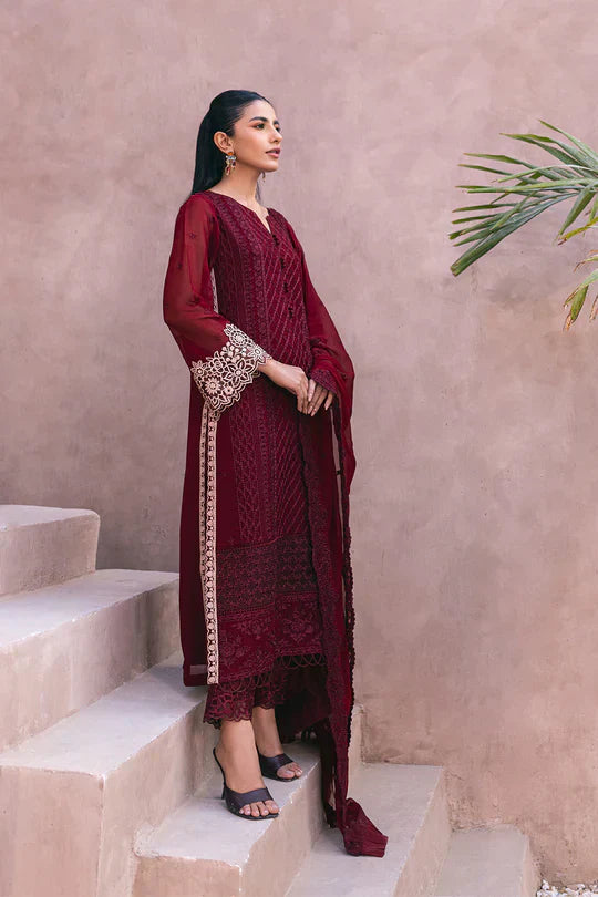 Azure | Embroidered Ensembles 3 Pcs | Fire Lily - House Of Anaya
