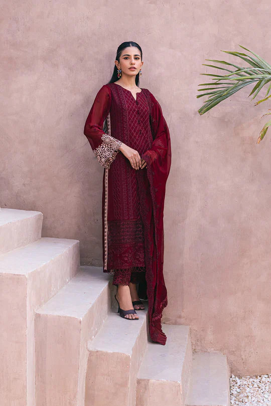 Azure | Embroidered Ensembles 3 Pcs | Fire Lily - House Of Anaya
