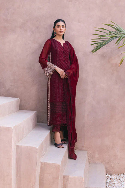 Azure | Embroidered Ensembles 3 Pcs | Fire Lily - House Of Anaya