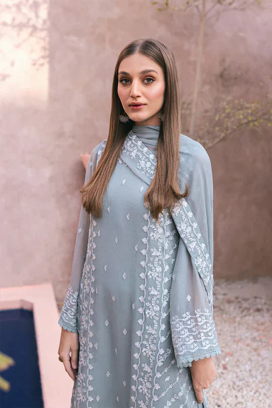 Azure | Embroidered Ensembles 3 Pcs | Frosted Fern - House Of Anaya