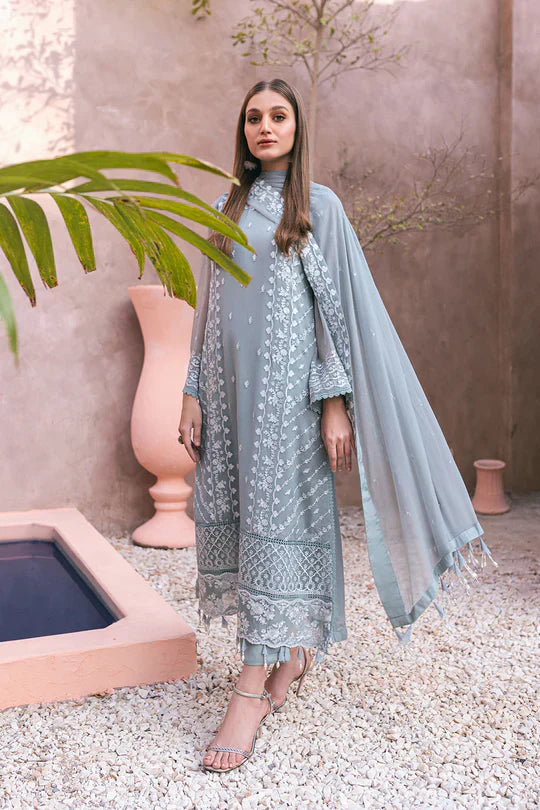 Azure | Embroidered Ensembles 3 Pcs | Frosted Fern - House Of Anaya