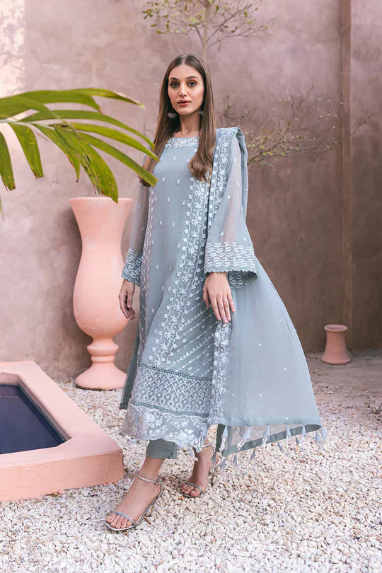 Azure | Embroidered Ensembles 3 Pcs | Frosted Fern - House Of Anaya