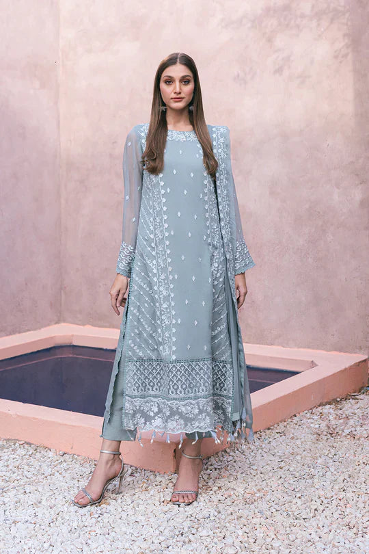 Azure | Embroidered Ensembles 3 Pcs | Frosted Fern - House Of Anaya