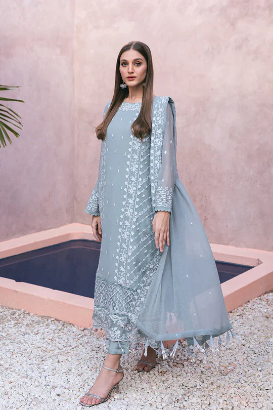 Azure | Embroidered Ensembles 3 Pcs | Frosted Fern - House Of Anaya