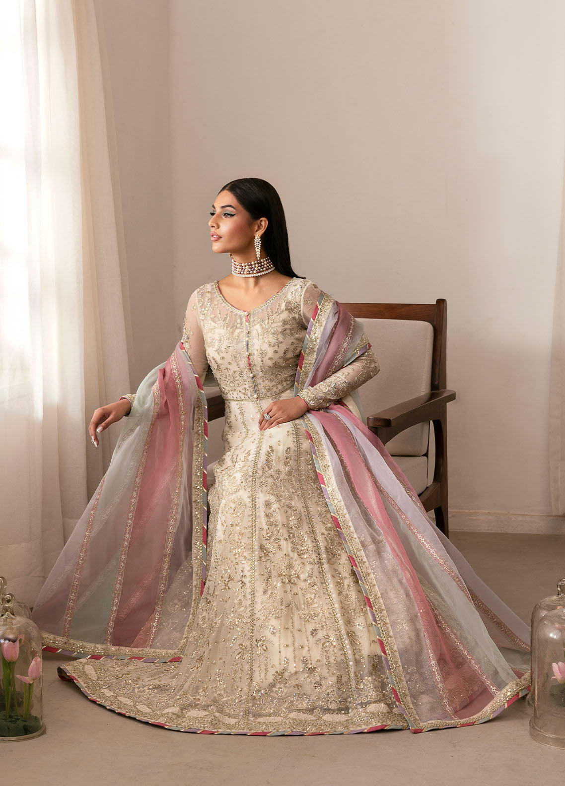 Gulaal | Reverie Embroidered Chiffon | CHIRAGH - House Of Anaya