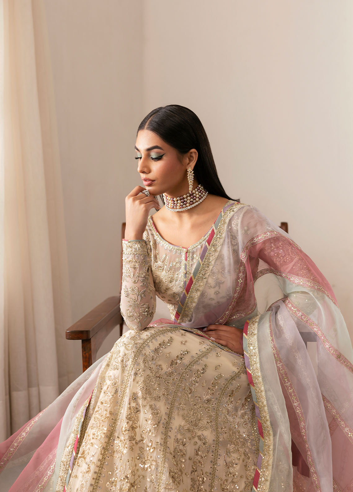 Gulaal | Reverie Embroidered Chiffon | CHIRAGH - House Of Anaya
