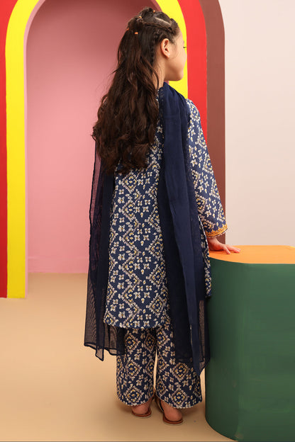 Zellbury Girls | 3 Piece Cambric | Embroidered Kurta Dupatta Trouser - 3821 - Libasekhas