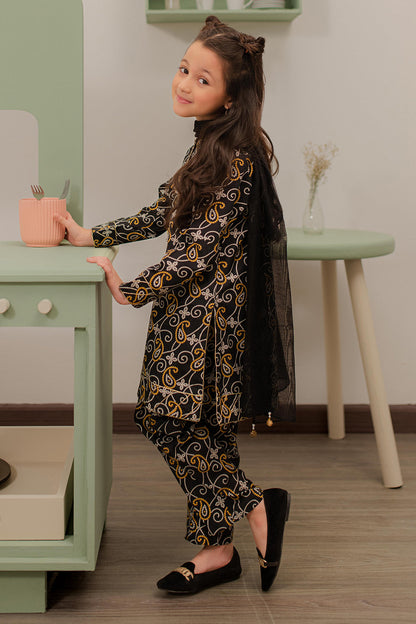 Zellbury Girls | 3 Piece Cambric | Embroidered Kurta Dupatta Trouser - 3823 - Libasekhas
