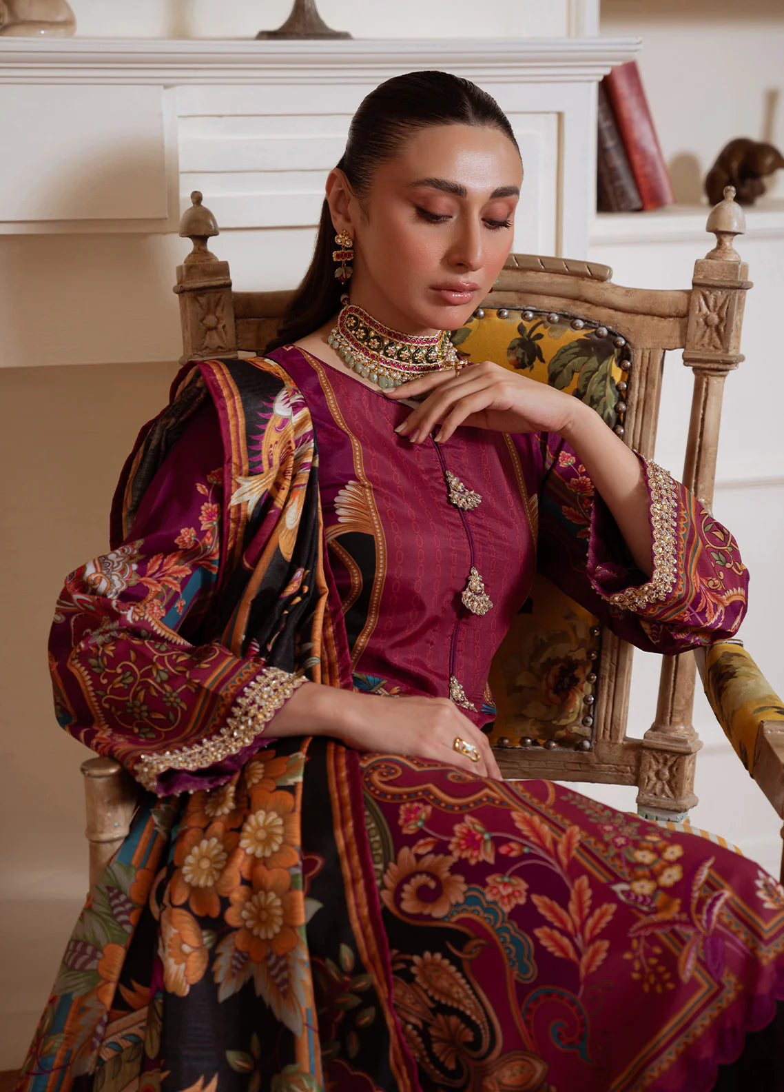 Gulaal | Velouré Printed Silk | Imperial Plum