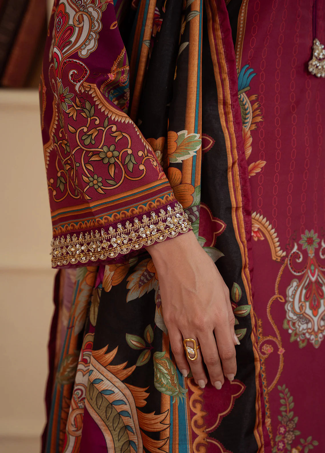 Gulaal | Velouré Printed Silk | Imperial Plum