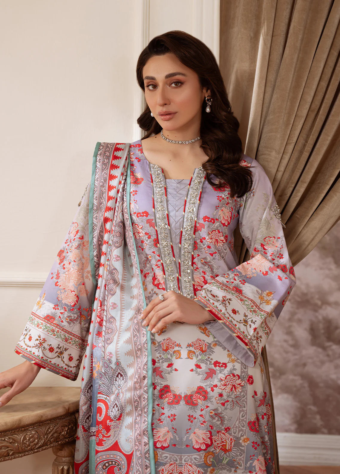 Gulaal | Velouré Printed Silk | Twilight Elegance