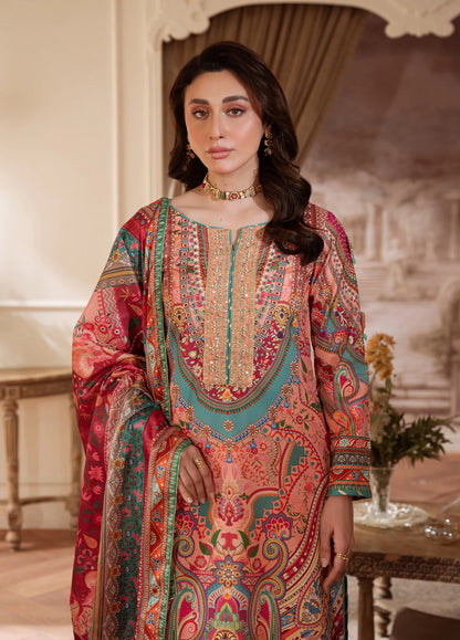 Gulaal | Velouré Printed Silk | Coral Éclat