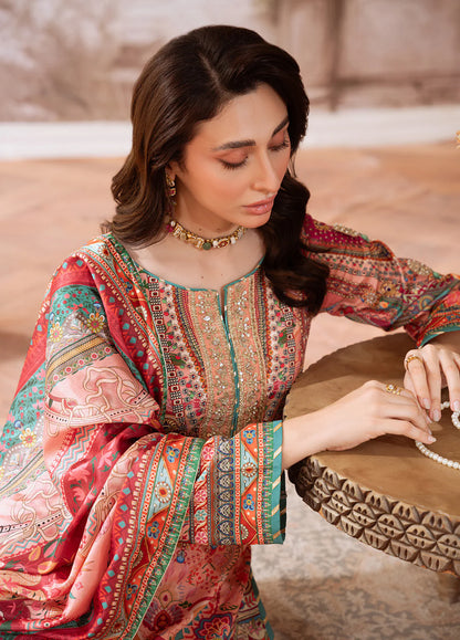 Gulaal | Velouré Printed Silk | Coral Éclat