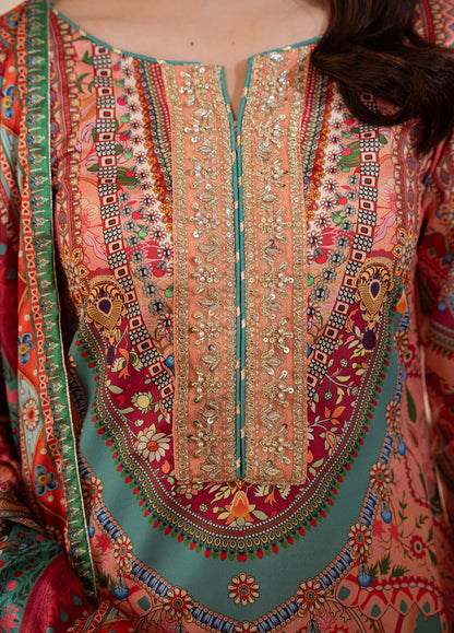 Gulaal | Velouré Printed Silk | Coral Éclat