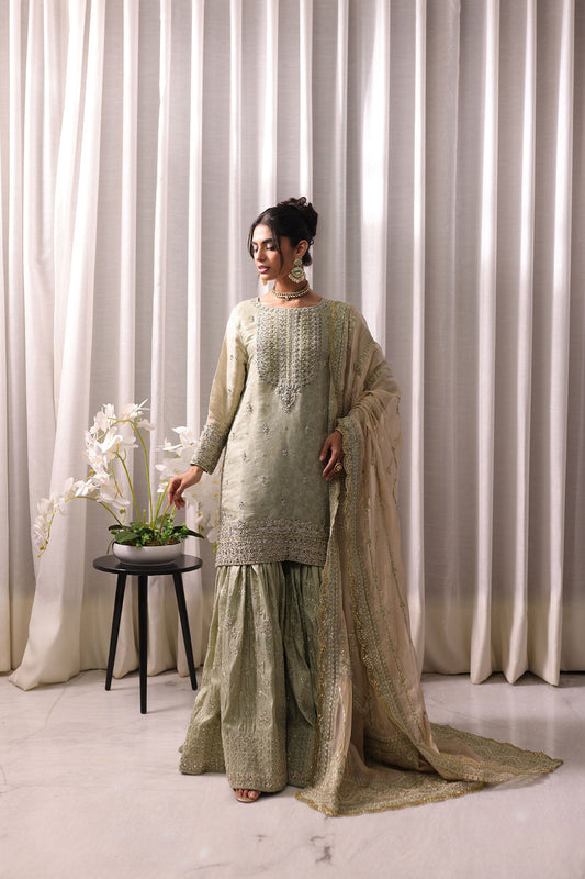 Dhanak | DHANAK COUTURE | Reyna:  SS24HF-3011 L-GREEN 3Pcs