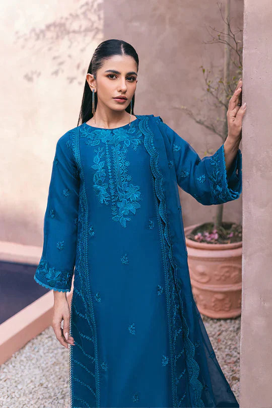 Azure | Embroidered Ensembles 3 Pcs | Hydrangea Hues - House Of Anaya