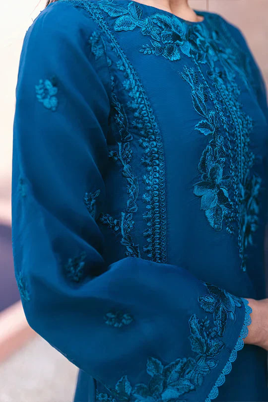 Azure | Embroidered Ensembles 3 Pcs | Hydrangea Hues - House Of Anaya