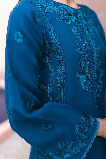Azure | Embroidered Ensembles 3 Pcs | Hydrangea Hues - House Of Anaya