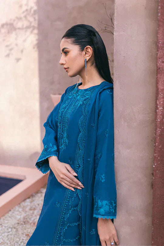 Azure | Embroidered Ensembles 3 Pcs | Hydrangea Hues - House Of Anaya
