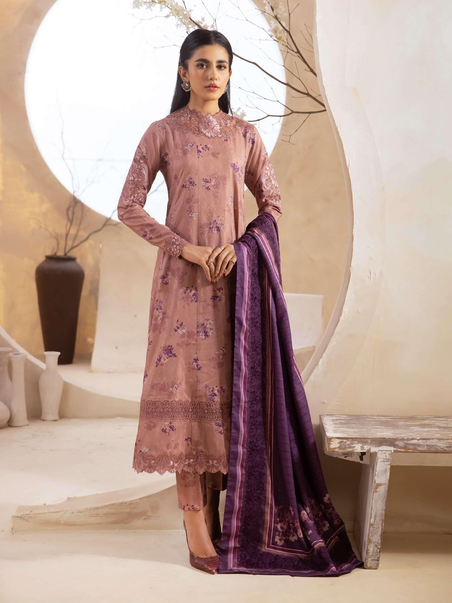 IZNIK Embroidered Winter Viscose 3Pc Suit ILW-09 Edwin - House Of Anaya