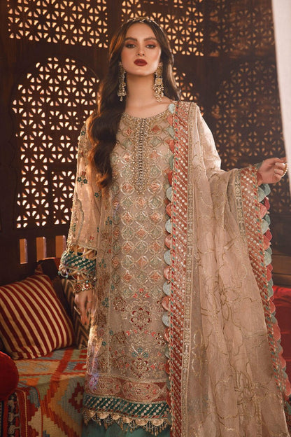 Maria .B MBROIDERED – Off White with Sea Green (BD-2507) - Riwayat-e-khas